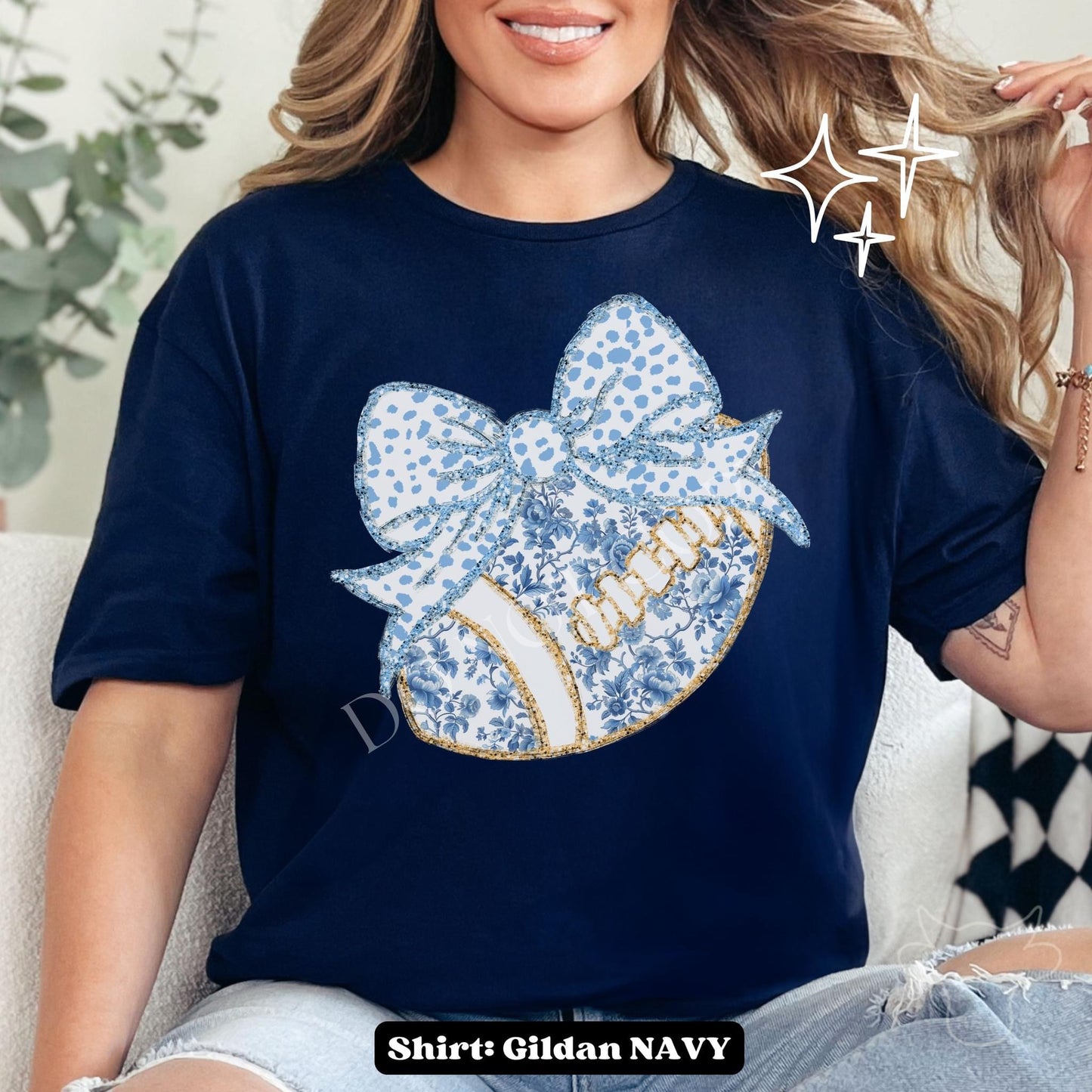 Decorative Football Bow Tshirt