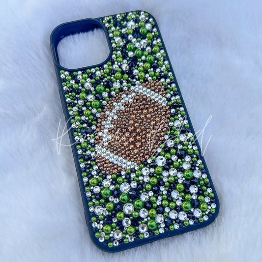 Custom Football Rhinestone/pearl Phone Case